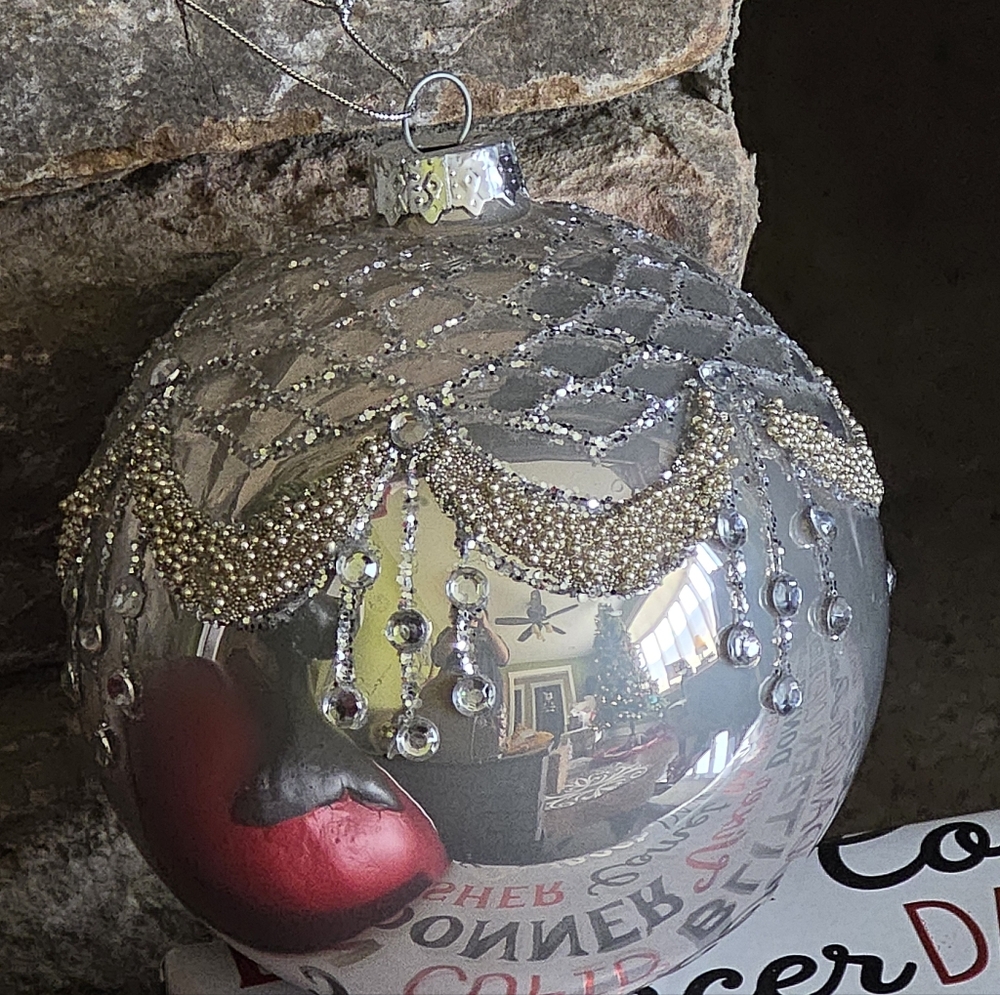 NEW RAZ IMPORTS 10" MERCURY GLASS Beaded ORNAMENT